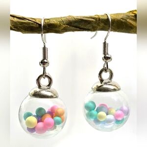 Colorful Beaded Candy Globe Earrings